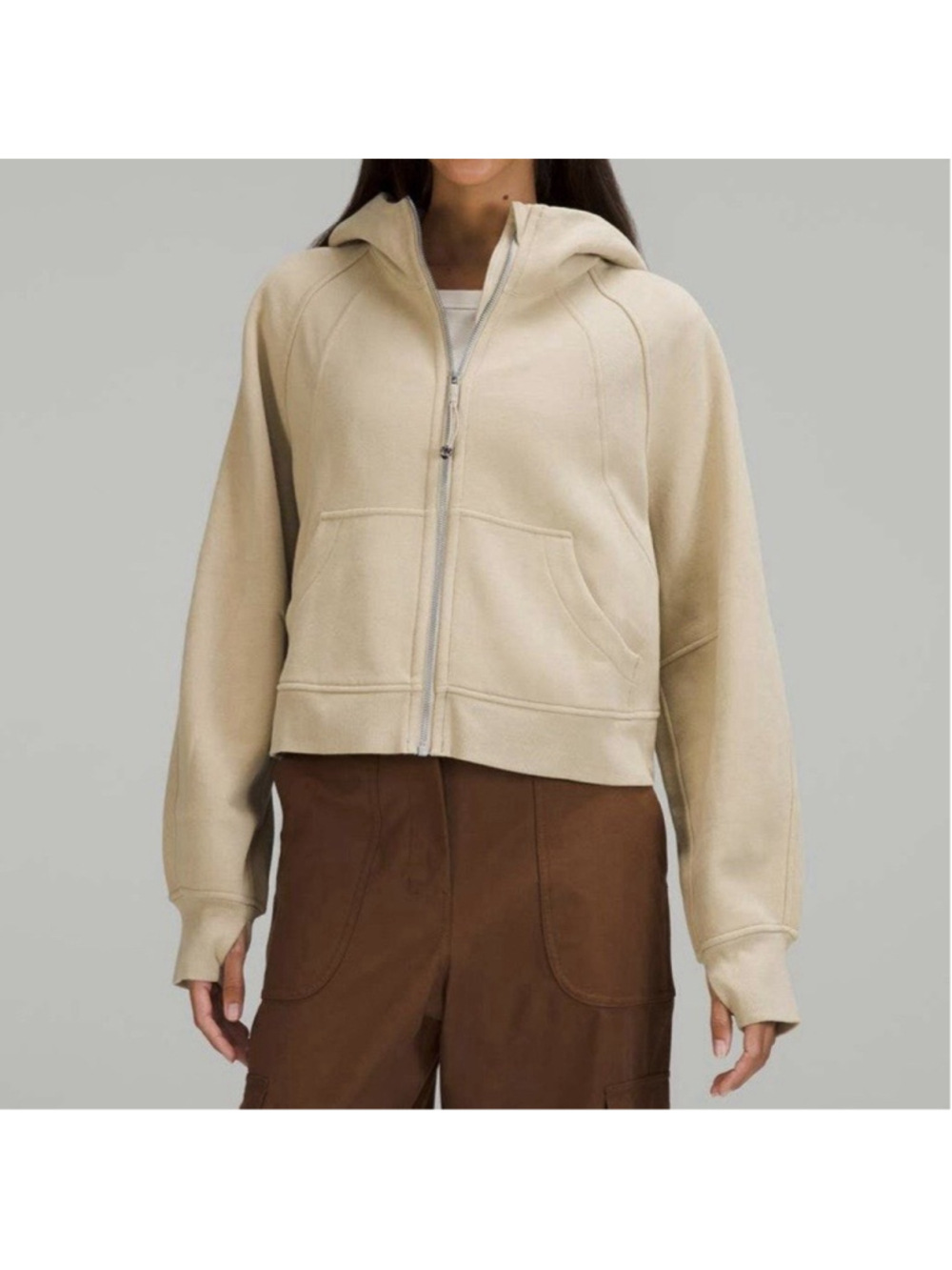 Lululemon Scuba Oversized Full Zip Hoodie Size M/L Trench Beige Tan